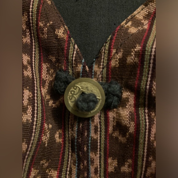 Indonesian Vest Unisex Bohemian Vest Coin Buttons Size Medium - Picture 6 of 6